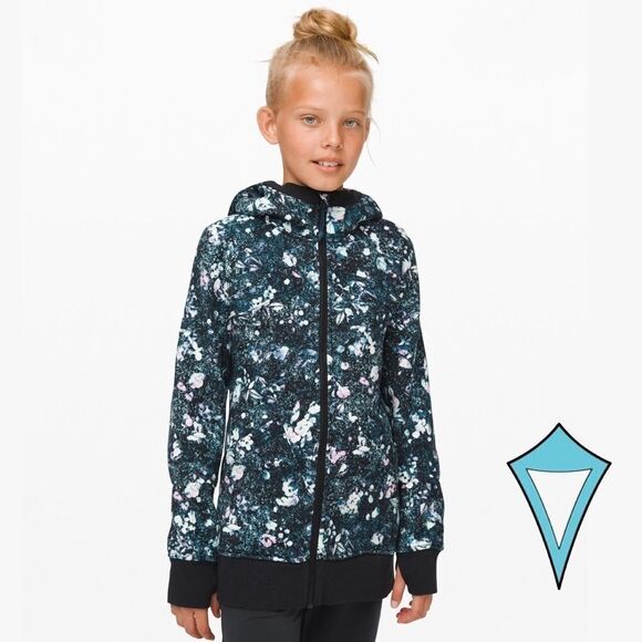 Ivivva Full Zip The Hoodie Sweatshirt Jacket In Aurora Flower White Aqua Glow 12 - Picture 4 of 12